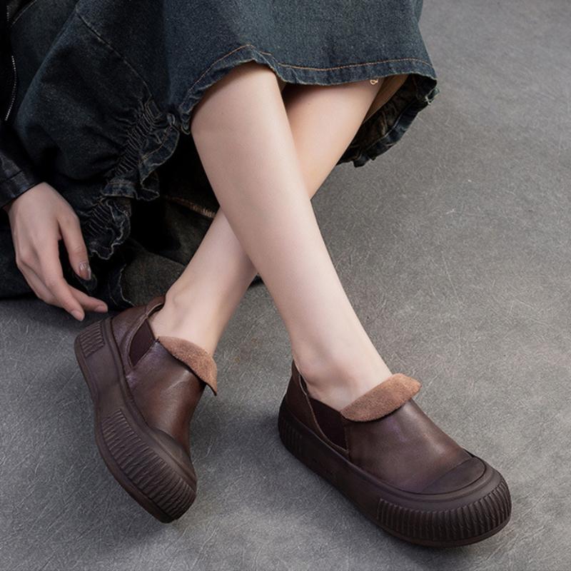 Лоферы из натуральной кожи в стиле ретро, ​​повседневная удобная женская обувь на плоской платформе с толстой подошвой