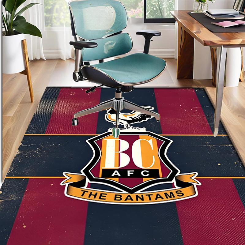 Bradford City AFC Pattern Rug, Indoor/Outdoor Mat, for Picnic, Gameroom, Bedroom, Office, Living Room, Home Decor Carpet, Birthday Gift