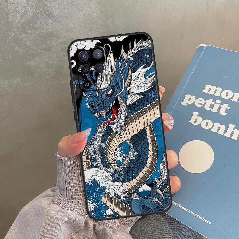 Японский чехол-дракон для Oppo A40 A60 A80 A98 A78 A18 A38 A58 A16 A76 A96 A17 A77 A74 A94 A54 A57S A15