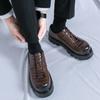 Модные повседневные мужские туфли с квадратным носком, деловые, мужские, универсальные, кожаные, на платформе, оксфорды, обувь на шнуровке, толстые, мужские, дерби