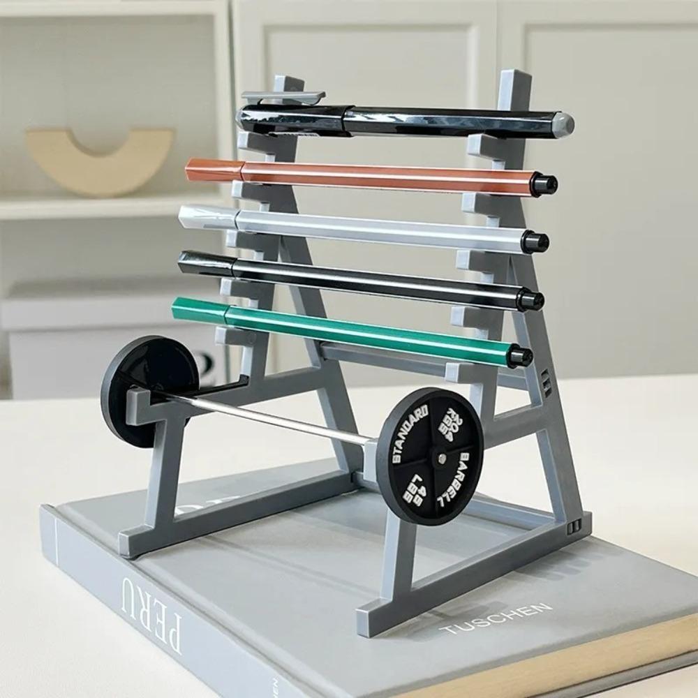 With Barbells And Weights Barbell Rack Pen Holder Metal Mini Squat Rack Ornaments  Gift