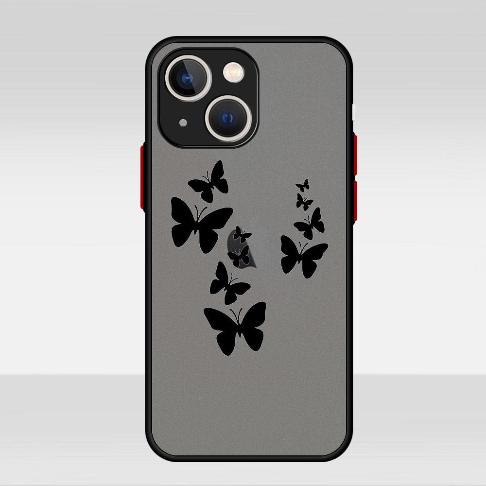 Чехол Сердце с цветами для Apple iPhone 14 13 11 12 Pro 7 XR X XS Max 8 Plus 6 6S SE 2022 14Pro Черный матовый чехол для телефона