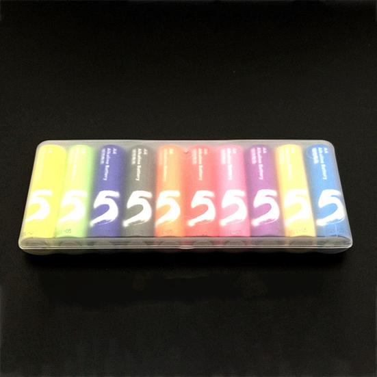 Прозрачный ящик для хранения батареек с крышкой, большая емкость, 10 слотов, компактный портативный органайзер для батареек типа АА, чехол для хранения