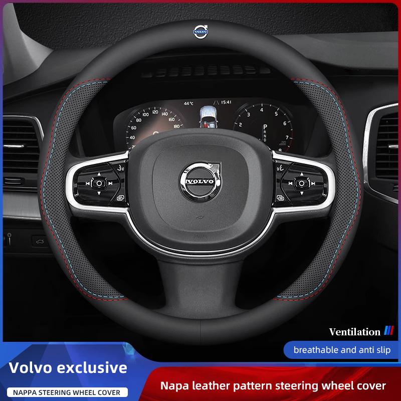 Leather Car Steering Wheel Cover Anti-slip Accessories For Volvo EX30 XC60 XC40 V60 V40 XC90 XC70 V50 S60 V70 S90 Olestar AWD