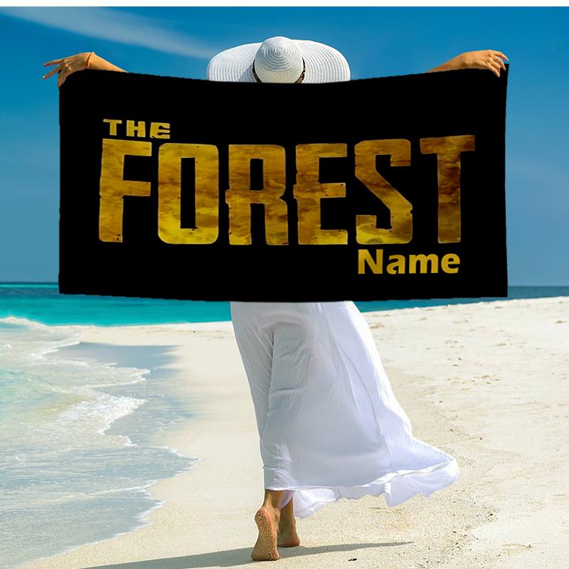 Custom Name Ultra-Soft Beach Towel with The Forest Theme,Ideal for Pool - Camping, Diving - Perfect Travel Essential, Vibrant Beach Towel.