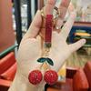 Korean Ins Full Rhinestones Cherry Keychain High-end Rhinestone Car Keyring  Girls Boys
