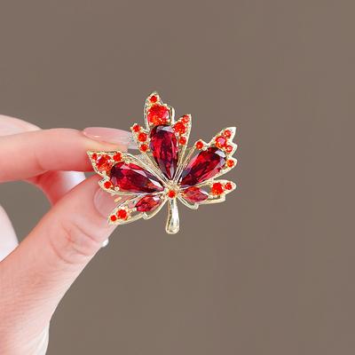 Брошь для костюма женская, роскошная, премиум-класса, хрустальная, кленовый лист, брошь на шею, аксессуары, темперамент, брошь на пальто