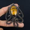 Подвеска Тигровый глаз, Подвеска из драгоценного камня ручной работы, обернутая медной проволокой 999 пробы, Антикварное украшение, Для подарка, Серебряное украшение