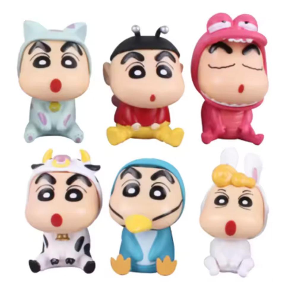 Crayon Shin-Chan Figures Kawaii Animation Tabletop Ornaments Animation Design Watching TV Phone Support Adorable Figure Decorations plaything