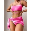 Sexy Gradient Tie-dye Bikini Women Solid Halter Cross Cover Up Skirt 3 Piece Swimsuit Bathing Suit Swimwear