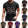 Cotton Summer Short-sleeved T-shirts Men Round Neck Vintage Baseball Letter Print Tee Top