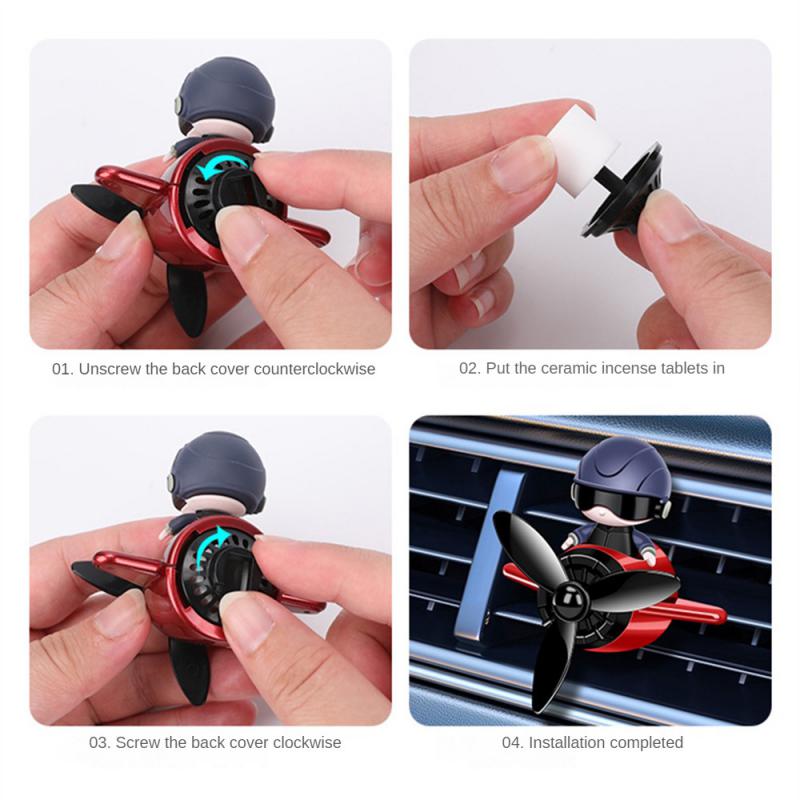 Car Air Freshener Smell In The Styling Vent Perfume Diffuser Bear Pilot Rotating Propeller Fragrance Outlet Air Fresheners