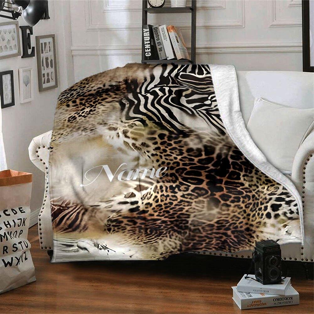 Leopard And Zebra Print Home Customize Your Name Blankets Soft Lightweight And Versatile For All Seasons Perfect For Picnics Sofa Office Bed Living