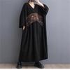 Fashion Korean Plush Embroidery Loose Casual A-Line Dress Woman Autumn V-Neck Vintage Dress