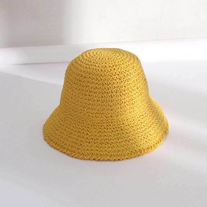 Women's Summer Japanese Style Simple Woven Bucket Hat Breathable Sunshade Straw Hat Beach Vacation Foldable Sun Protection Fisherman Hat