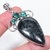 Natural Nuummite, Topaz Gemstone 925 Sterling Silver Jewelry Pendant 2.72" U3q67