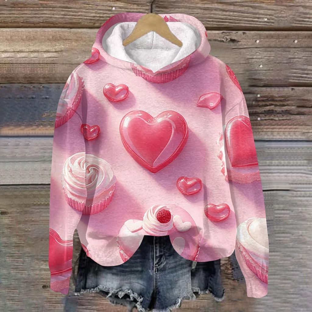 Женская плюшевая теплая повседневная куртка с принтом ко Дню святого Валентина, зимняя куртка