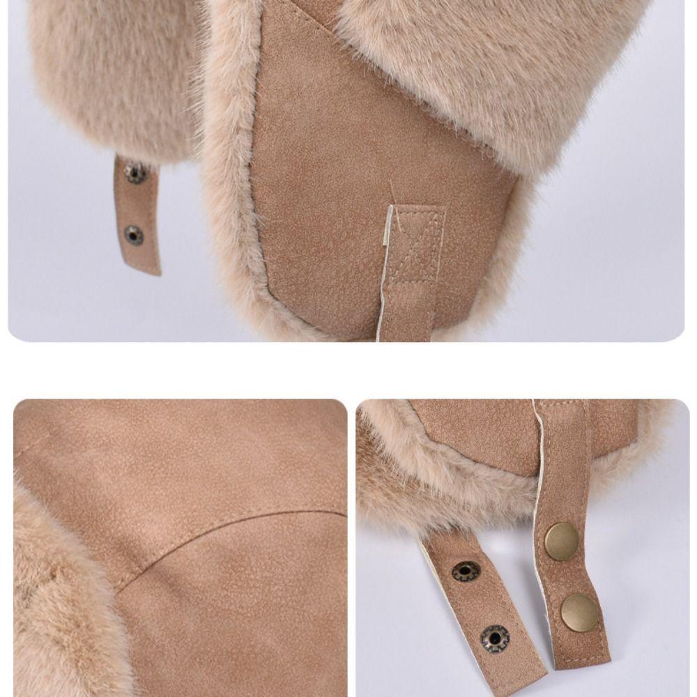 Thickened Ear Protection Hat Windproof Ski Pullover Cap Casual Faux Fur Pilot Cap  Winter