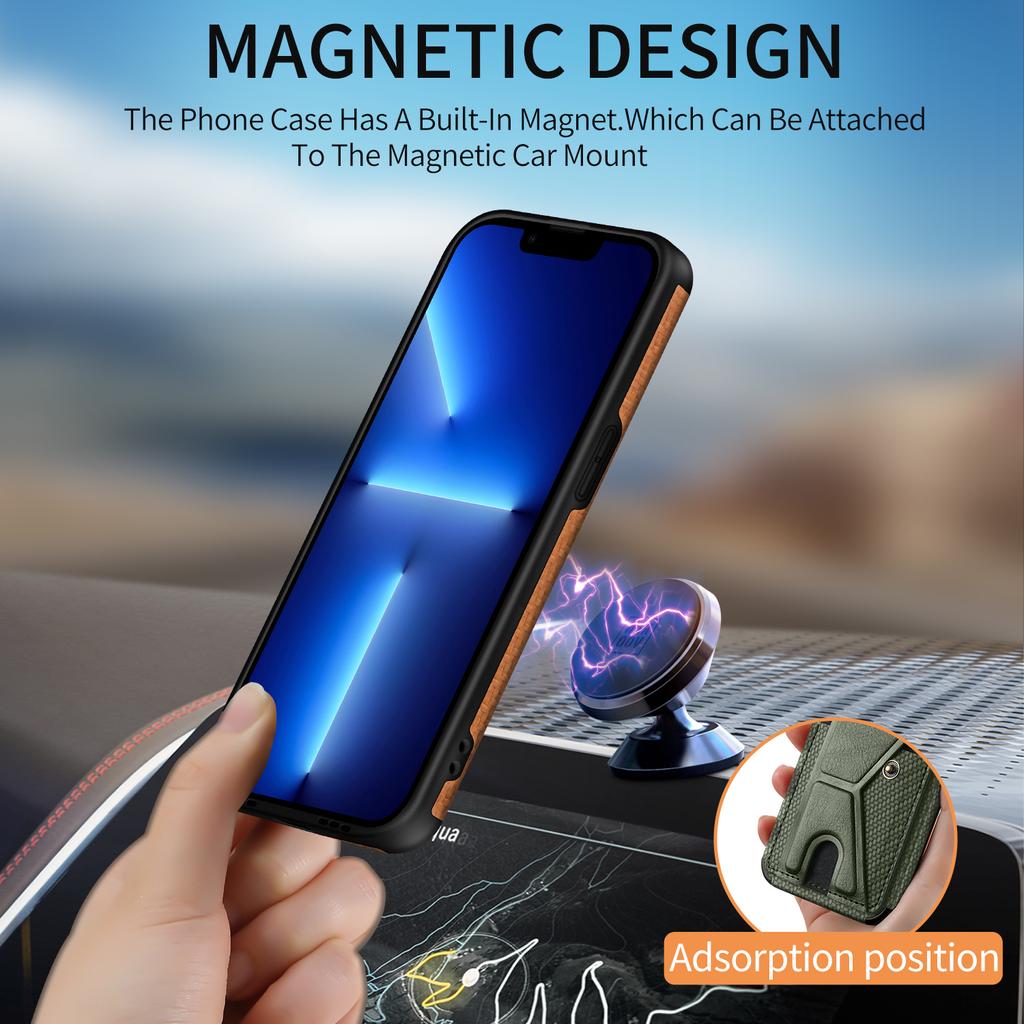 Магнитный кошелек-держатель для карт, чехол-подставка для iPhone 16 Pro Max 16e 13 11 12 14 15 Plus XR X XS, чехол-сумка, карманный чехол из углеродного волокна