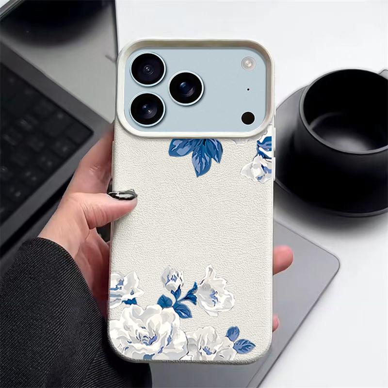 Белый цветочный узор Гардения Чехол Для iPhone 17 Pro Max Funda iPhone 16 Pro Max 15 14 13 12 11 Air 16E Силиконовый Чехол с Текстурой Кожи