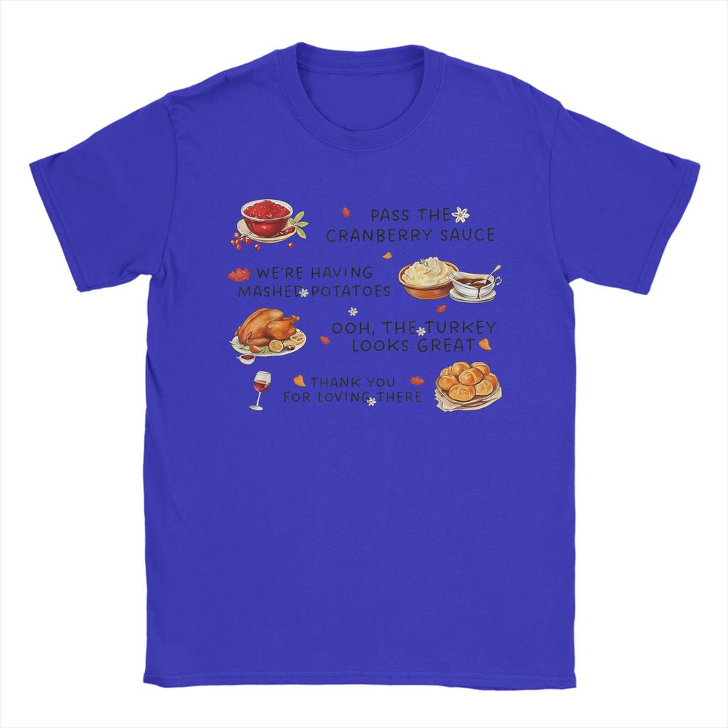 Передайте клюквенный соус картофельное пюре и Thanksgiving Men Футболка Футболка с коротким рукавом с круглым вырезом Футболки Одежда