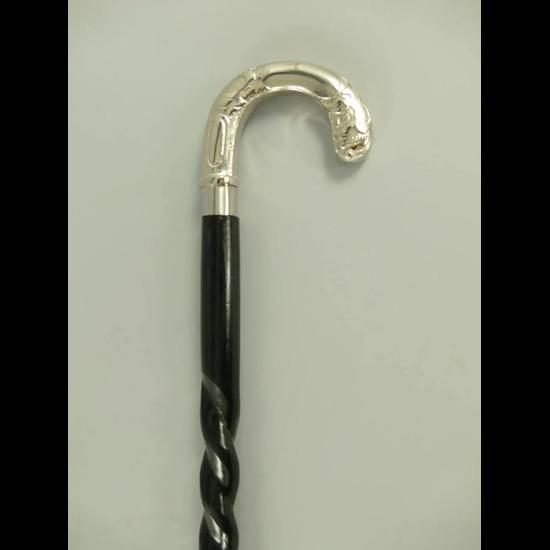 Спиральная деревянная стильная трость с изогнутой серебряной хромированной головкой и ручкой ручной работы