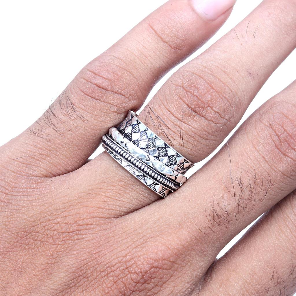 Silver Spinner Ring For Women Four Spinner Ring Fidget Silver Jewelry Ring"10"