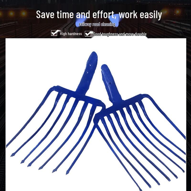 Промышленная стальная девятизубая вилка: Сельскохозяйственный инструмент с рукояткой из массива дерева