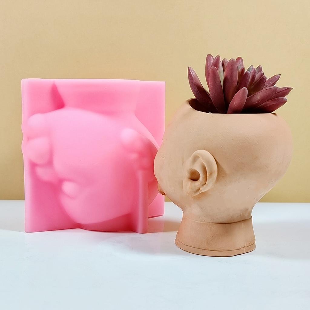 Girl Pen Holder Silicone Mold Table Ornament Succulent Planter Flowerpot Molds Epoxy Resin Mold DIY Plaster Making Tool