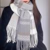 Korean Style Women's Cashmere Scarf Thickened Winter Neck Warmer Checkered Scarf  Autumn Winter