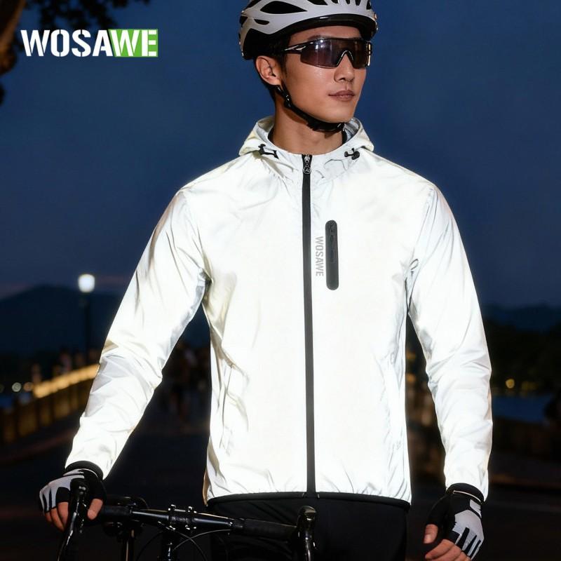 Unisex Cycling Jacket With Full Reflective Strips Windproof Water Repellent Night Running Hiking Mountain Biking