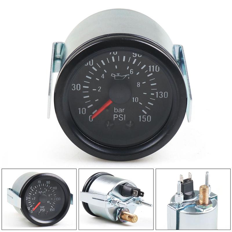 2" 52 мм Манометр давления масла -10 бар / 0-150 PSI Механический манометр давления масла 12 В Желтая подсветка Автомобильный прибор с датчиком NPT1/8