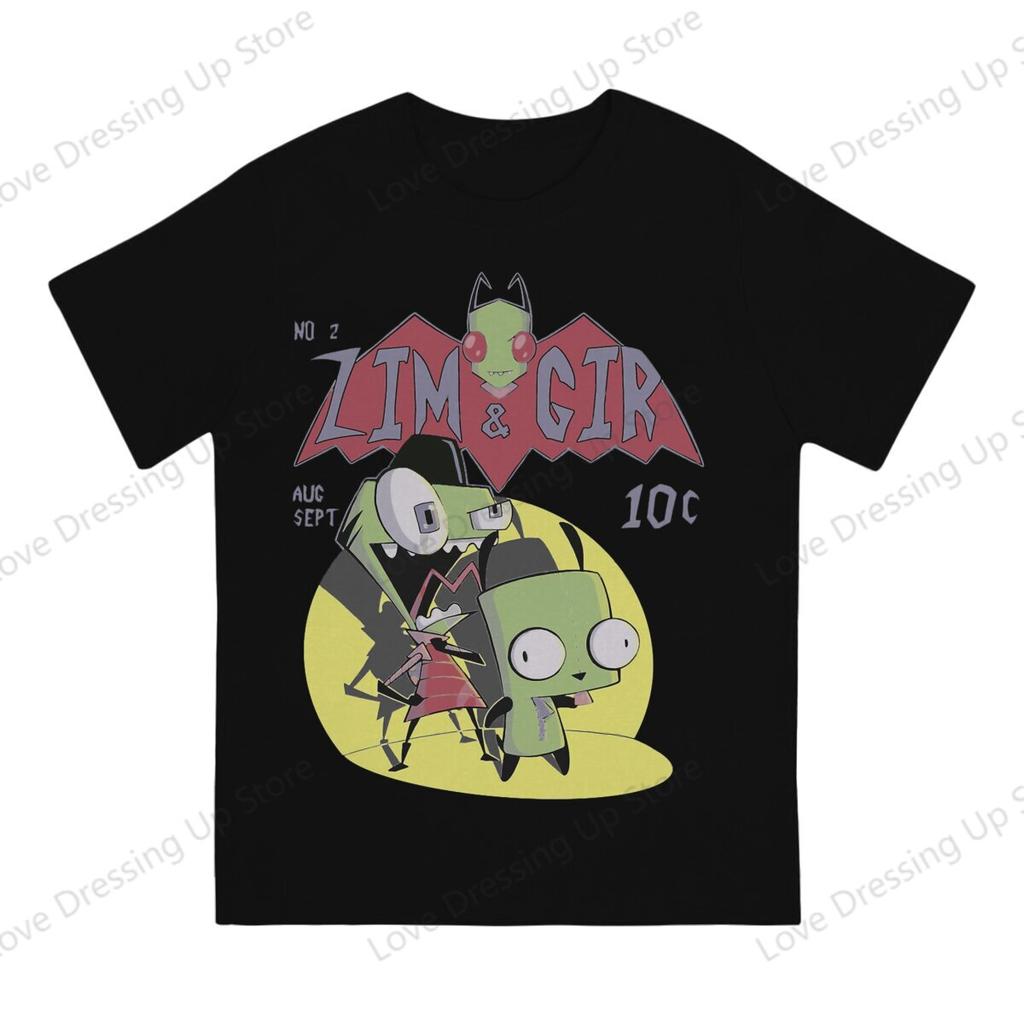 Invader Zim 100pure Cotton Summer Unisex Tshirt Zim Gir Best Friend Short Sleeve Tshirts Harajuku Tee Funny Tops