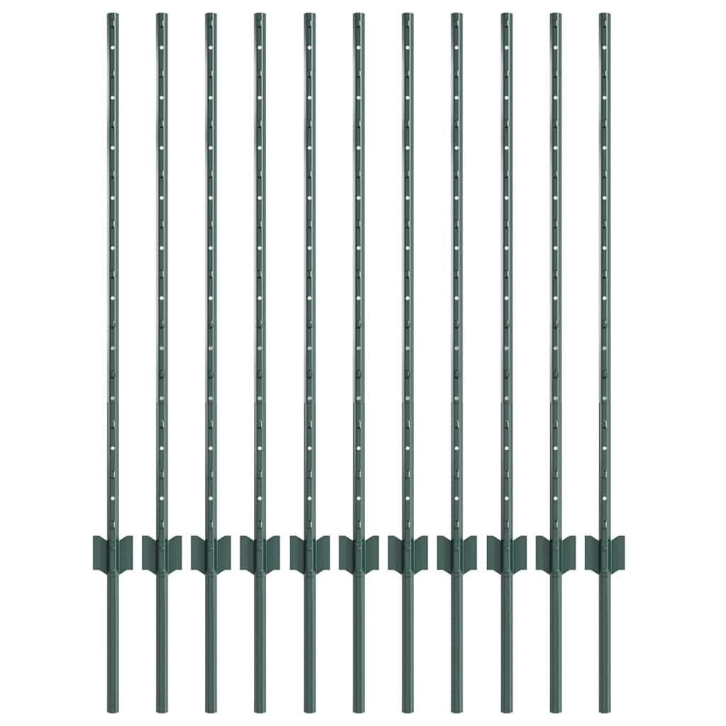 Embedded Fence Post 11 pcs Green 140 cm
