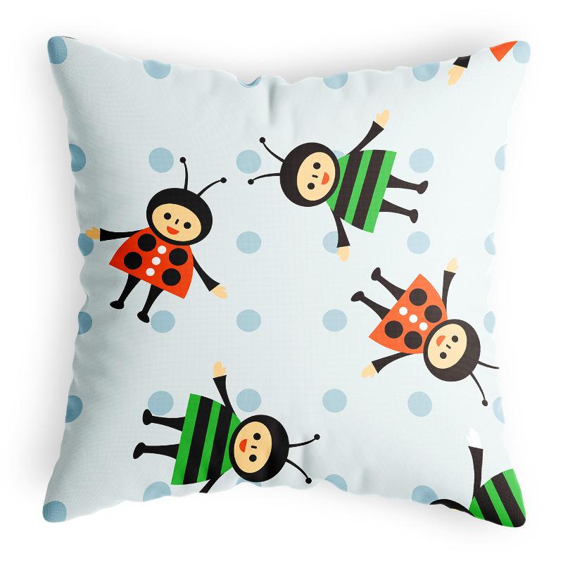 Маленькая свежая наволочка Многоцветная мультяшная милая детская наволочка на подушку для стула Квадратная дофаминовая бархатная наволочка