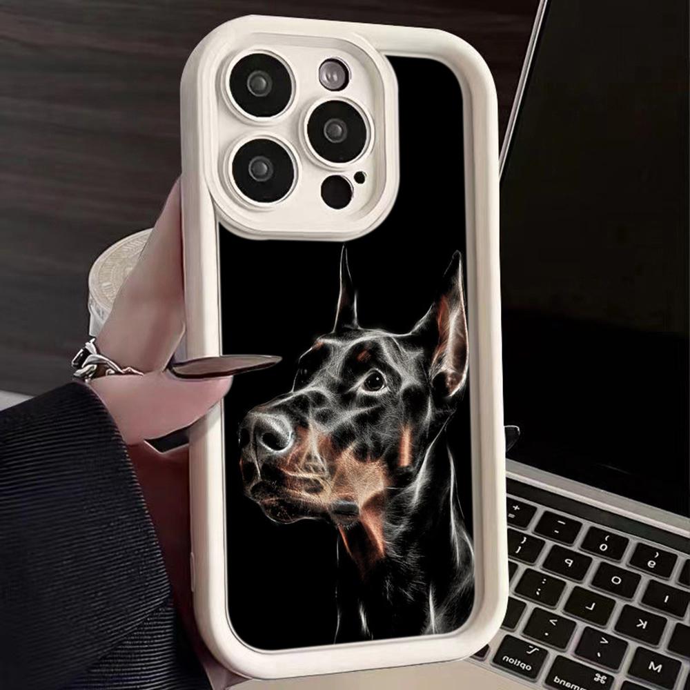 Мягкий чехол из ТПУ с ангельскими глазками для Samsung A10 A30 A50 A13 A23 A53 A14 A24 A34 A54 A15 A25 A35 A55 S20 S23 FE S24 Ultra Ae52 Animal Dog Doberman art