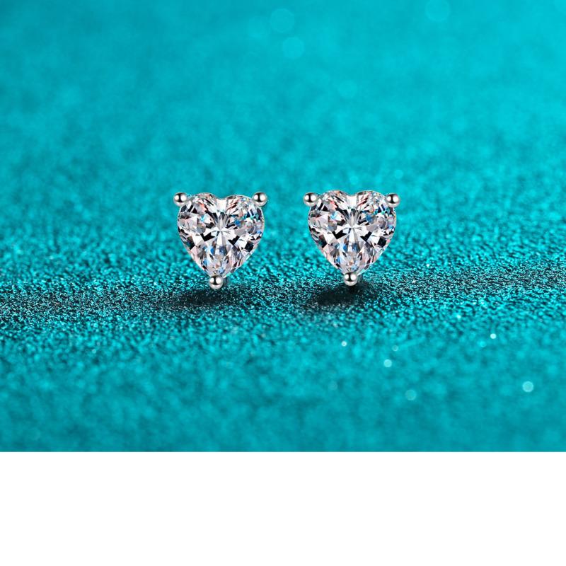 Bague Ringen Простые серьги из стерлингового серебра 925 пробы 1/2CT с настоящим сердцем из муассанита и бриллиантов, свадебные серьги-гвоздики для женщин, ювелирные изделия в подарок