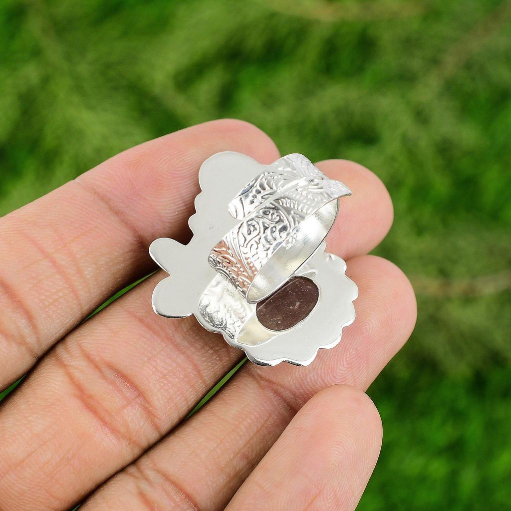 Womens Day Sale 925 Silver Oval Sunstone Gemstone Mother Ethnic Stackable Ring