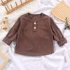 Wear Round Neck Pit Striped German Velvet Children's Base Shirt for Spring and Autumn, Long Sleeved T-shirt for Boys and Girls, Western-style Top