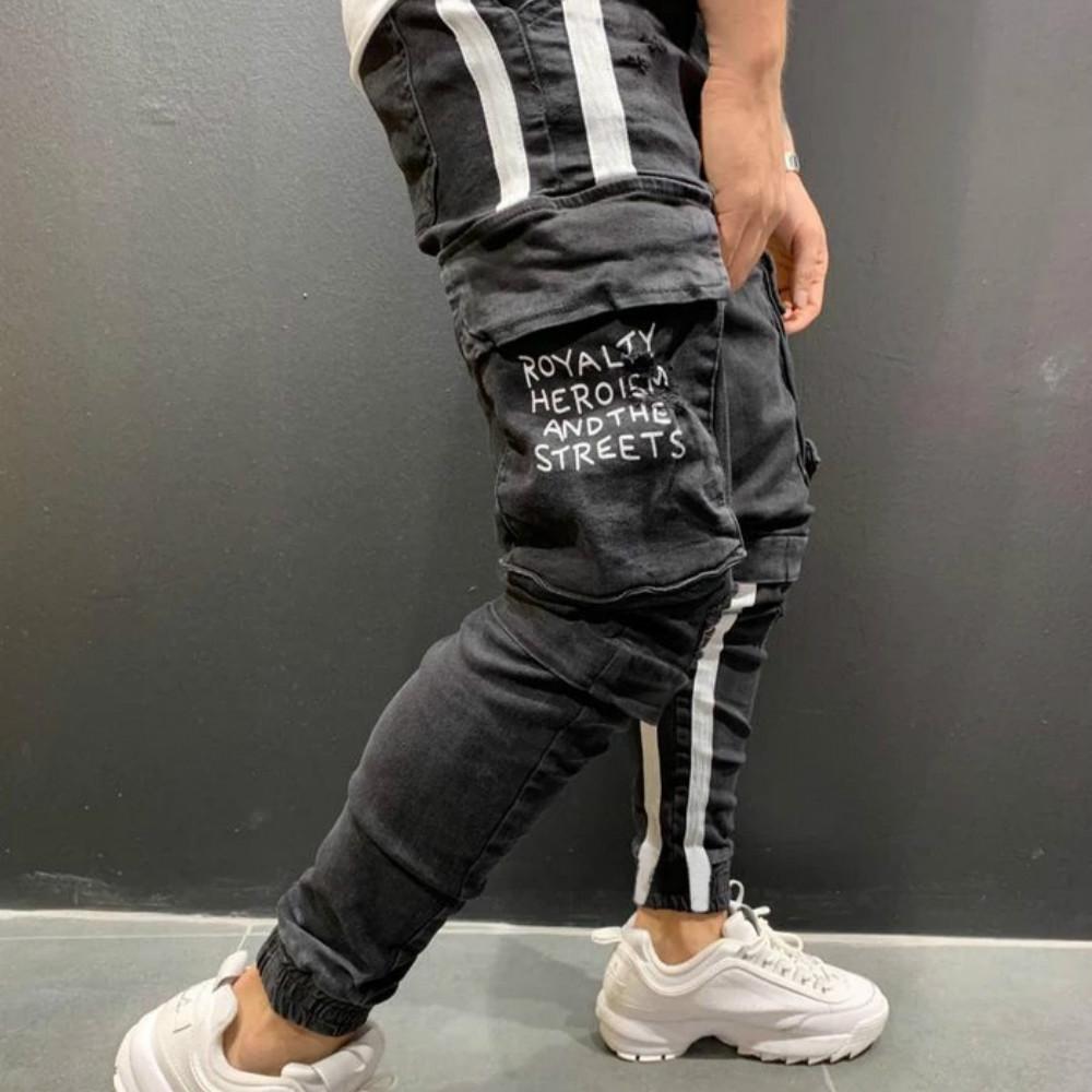 Эластичные мужские джинсы из Европы и США, модные брюки с молнией и дырками до колена