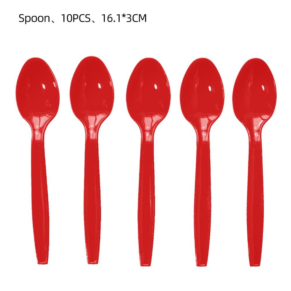 Cicimini Solid Color Tableware Knives Forks And Spoons Red Pink Purple  Black Green Yellow Wedding Birthday Disposable Tableware