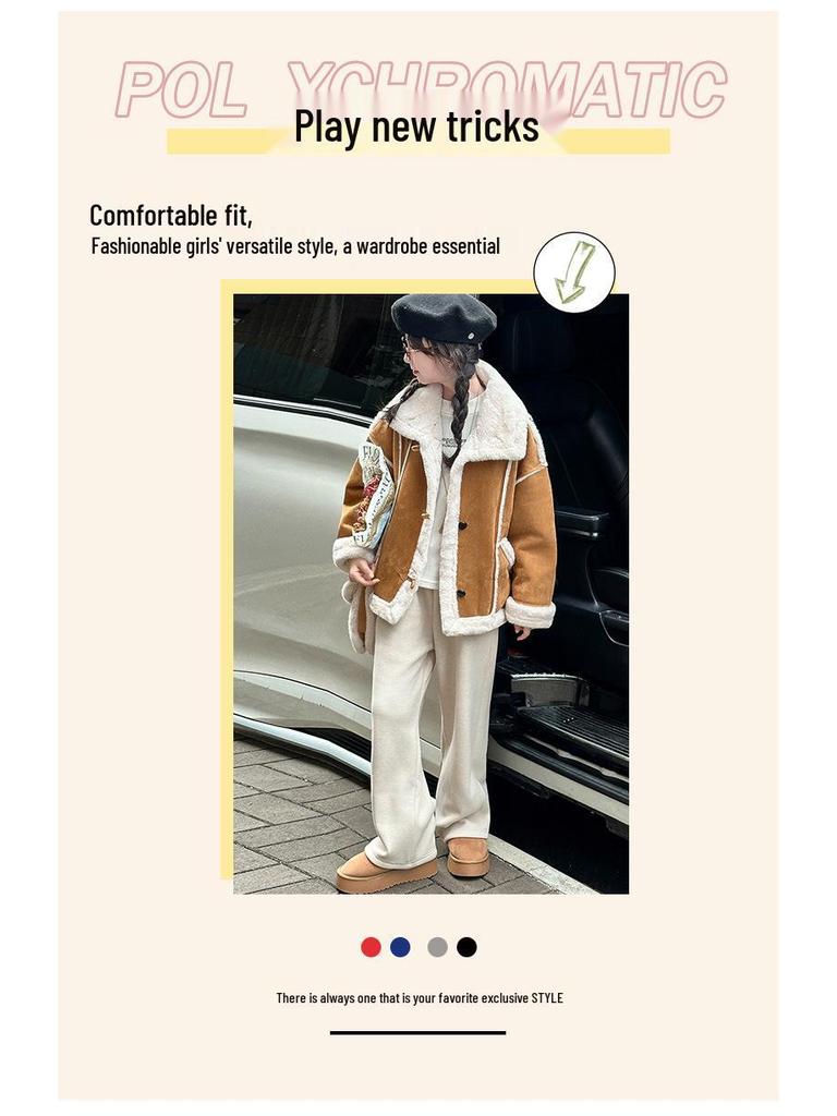 Стильное утолщенное пальто из овчины для девочек - Мода осень/зима 2025