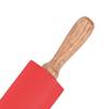 Удлиненная силиконовая скалка с деревянной ручкой и антипригарным покрытием, скалка для выпечки, красная