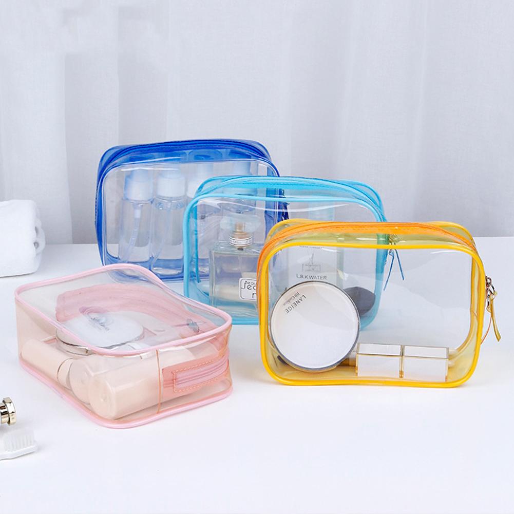 Travel Storage Bag Cosmetic Bag PVC Waterproof Transparent Cosmetic Cases Large Capacity Plastic Zipper Wash Bag