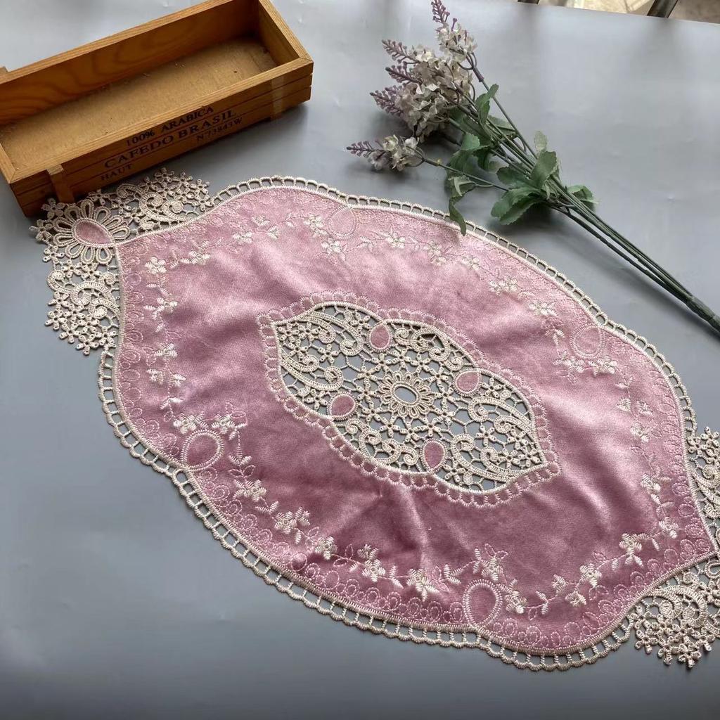 1Pcs for Dining Table Flower Embroidery Craft Placemat European Style Lace Insulation Plate Mat Anti-scald Coaster Table Pads