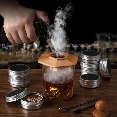 1 компл., набор для бармена, аксессуары, креативный шестигранный набор с крышками из копченого дерева, деревянные аксессуары для шейкера, инструменты для бармена