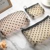 Mesh Cosmetic Makeup Bags Case Holder Zipper Heart Printed Pencil Case Pouch