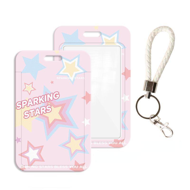Чехол с мультяшным принтом, идентификационная бирка, чехол для рабочей карты с эластичным ремешком на запястье, держатель для бейджа, чехол для деловой карты доступа