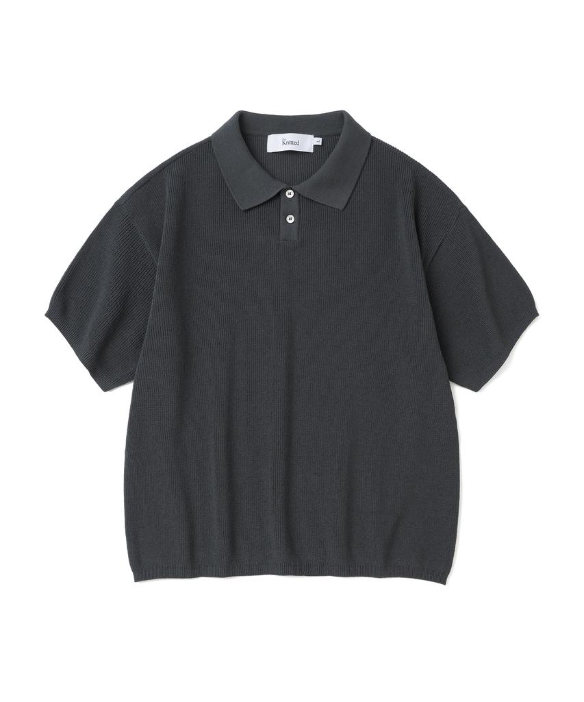 KNITTED Coolever Pk Crop Short Sleeve Knit Tee Charcoal