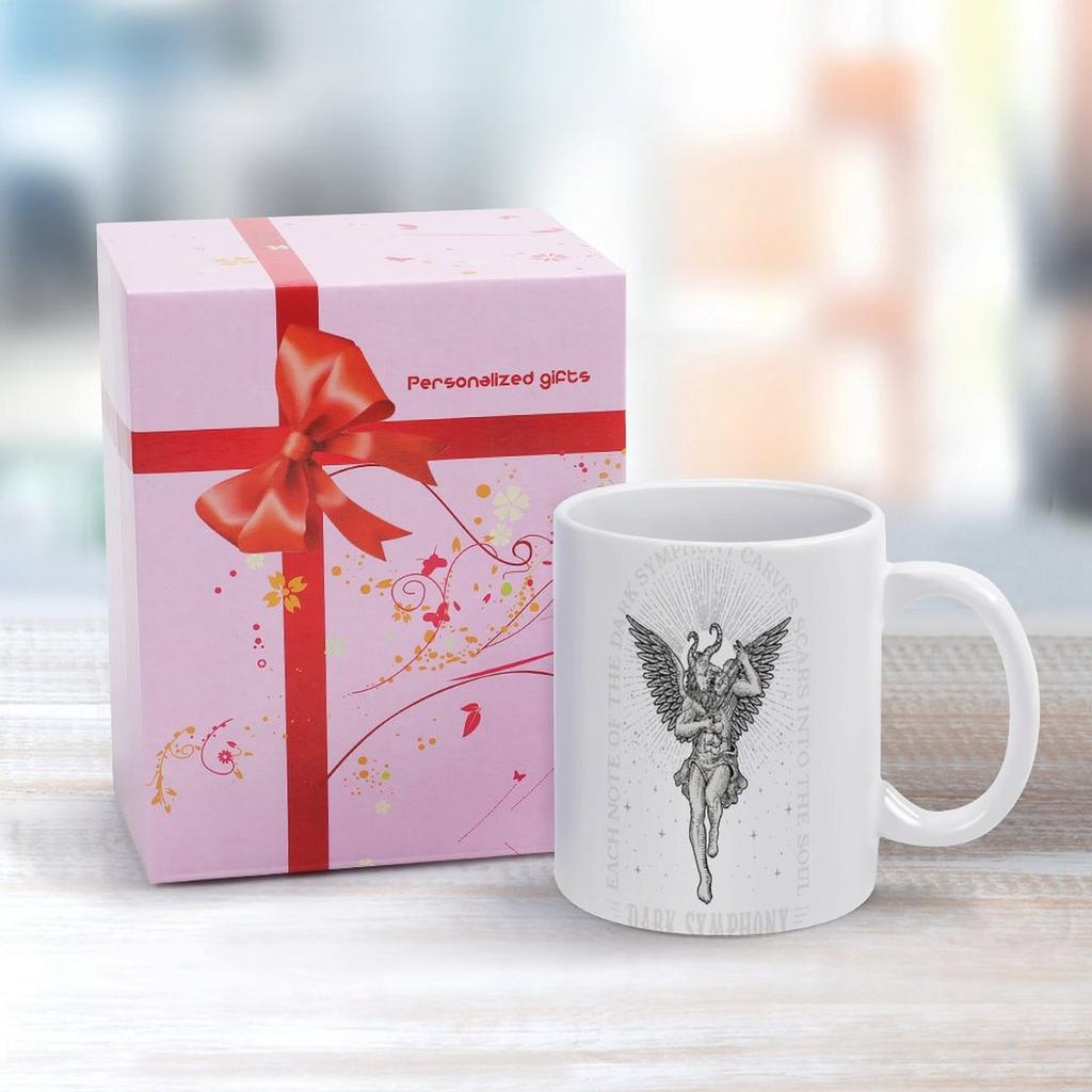 11oz White Coffee Mug with Dual-Side Print and Durable Ceramic Feel, Smooth Handle for Hot Drinks During Work or Home